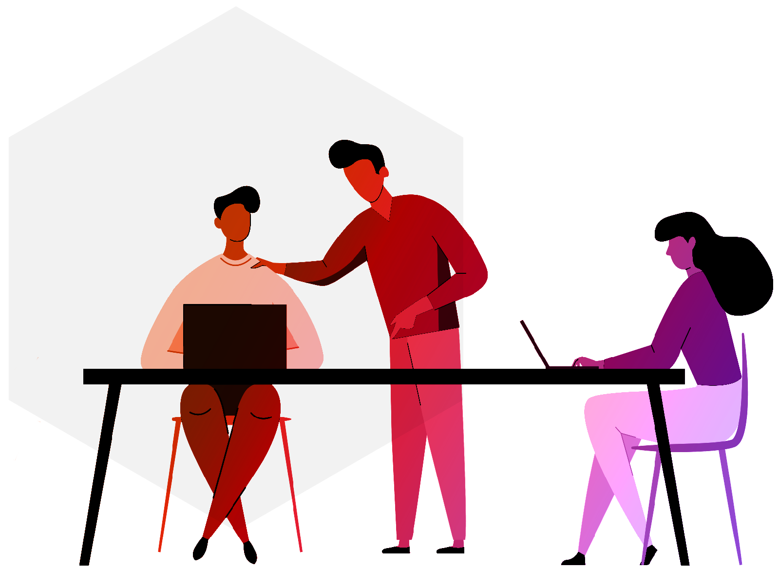 Illustration depicting people working together at a desk